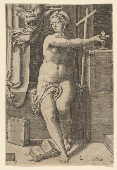 Faith Fides, sarjasta Seitsemän hyvettä, 1530. tekijältä Lucas van Leyden