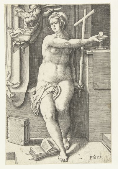 Usko Fides (otsikko objektissa) Seitsemän hyvettä (sarjan nimi) tekijältä Lucas van Leyden