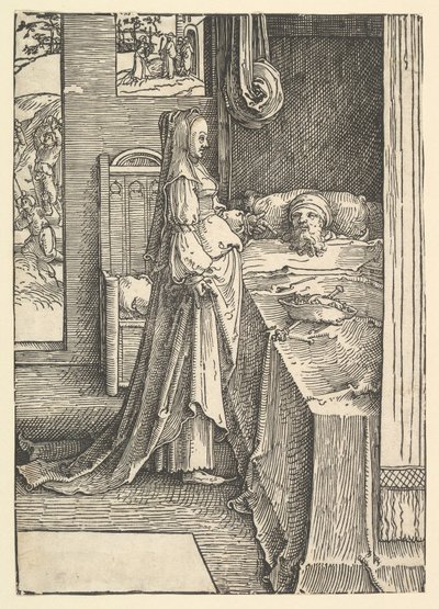 Iisebel lupaa Nabotin viinitarhat kuningas Ahabille, n. 1517. tekijältä Lucas van Leyden