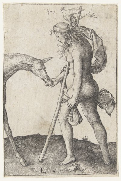 Nuori nainen hirven kanssa tekijältä Lucas van Leyden