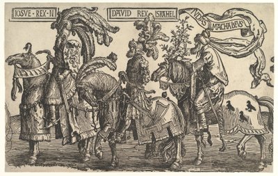 Joshua, David ja Judas Maccabee, The Nine Heroes, noin. 1520. tekijältä Lucas van Leyden