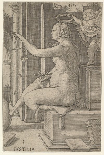 Oikeus, sarjasta Hyveet, 1530. tekijältä Lucas van Leyden
