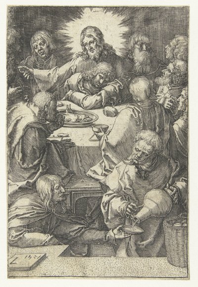 Viimeinen ehtoollinen The Little Passion (sarjan nimi) tekijältä Lucas van Leyden