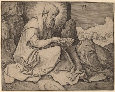 Pyhä Hieronymus maisemassa tekijältä Lucas van Leyden