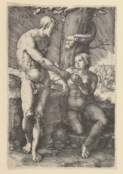 Aadamin ja Eevan synti, 1529. tekijältä Lucas van Leyden