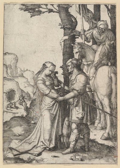 St. George vapauttaa prinsessan, n. 1508. tekijältä Lucas van Leyden