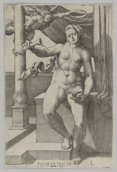 Temperance sarjasta Hyveet, 1530. tekijältä Lucas van Leyden