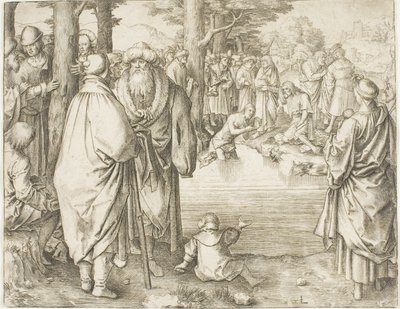 Kristuksen kaste Jordan-joessa tekijältä Lucas van Leyden