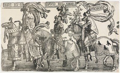 Yhdeksän sankaria: Joshua, David, Judas Maccabees, 1515-1517. tekijältä Lucas van Leyden