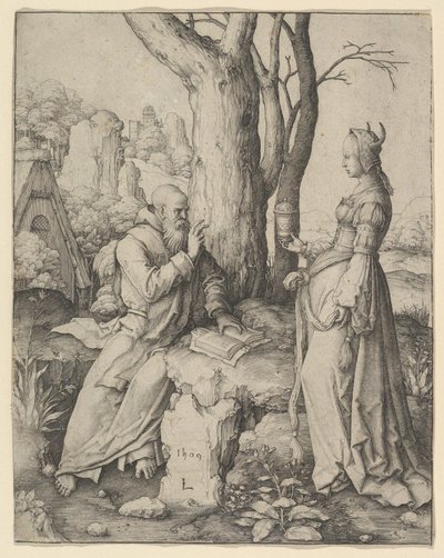 Pyhän Antoniuksen kiusaus, 1509. tekijältä Lucas van Leyden