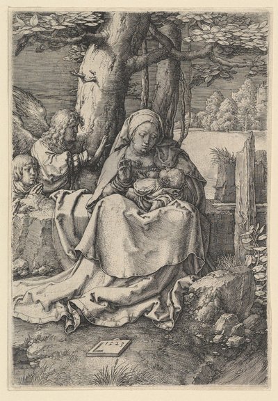 Neitsyt ja lapsi kahden enkelin kanssa, 1523. tekijältä Lucas van Leyden