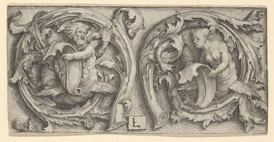 Triton ja Siren Tendrilsissä, n. 1510. tekijältä Lucas van Leyden