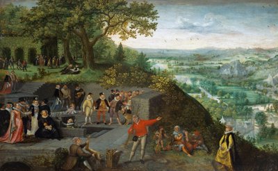 Varhainen hollantilainen taide: Keisari Rudolf II (1552-1612) juomakurin aikana - Keisari Rudolf II Valckenborchin juomakurkun aikana, Lucas, van (1530-1597), n. 1594. Öljy puulle, 25,4x40, 4. Taidehistoriallinen museo, Wien tekijältä Lucas van Valckenborch