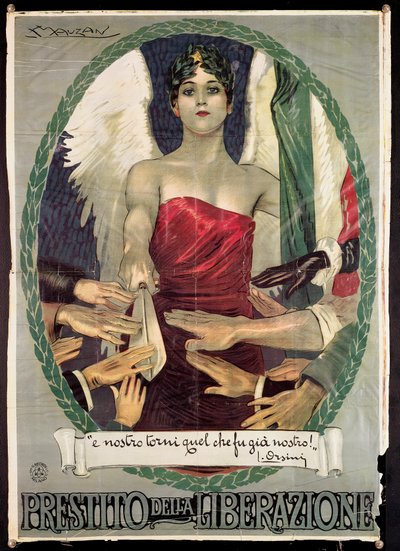 Pôster italiano do Empréstimo de Guerra da Primeira Guerra Mundial finlandês tekijältä Luciano Achille Mauzan