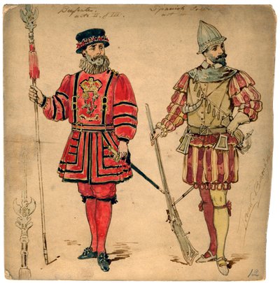 Beefeater ja espanjalainen sotilas, 1800-luku. tekijältä Lucien Besche
