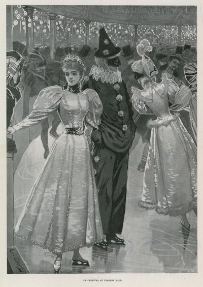 Jääkarnevaali Niagara Hallissa, Westminster London (litografia) tekijältä Lucien Davis
