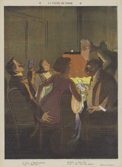 Pokeripeli (väri litho) tekijältä Lucien Henri Weiluc