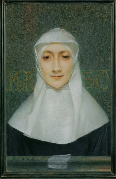 Näyttelijä Marguerite Moreno Georges Rodenbachin näytelmässä Huntu. tekijältä Lucien Levy-Dhurmer