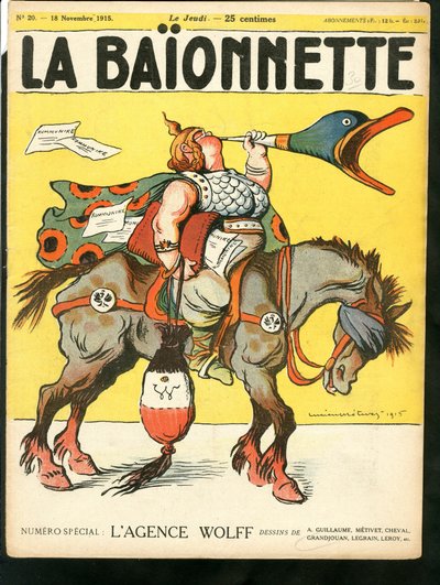 Kansi "The Bayonet", värillinen satiirinen tekijältä Lucien Metivet