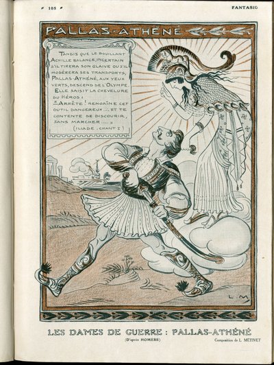 Kuvitus "Fantasio", 01.04.15 - Pallas-Athenee sodan nainen 14-18 (kaiverrus) tekijältä Lucien Metivet