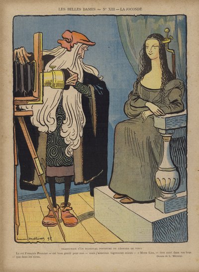 Valokuvataan La Jocondea, kuvitus Le Rirelle tekijältä Lucien Metivet