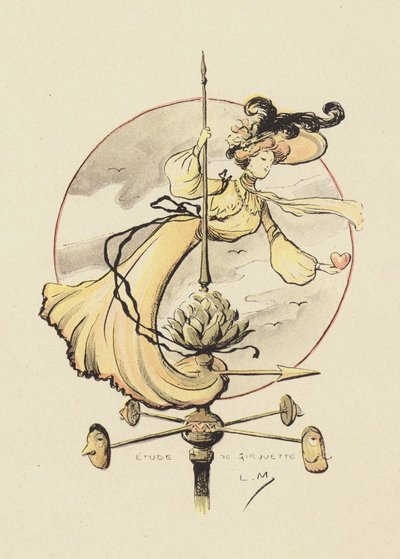 Tuuliviiritutkimus (väri litho) tekijältä Lucien Metivet