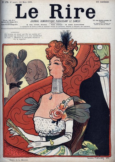 Nainen teatterissa - le rire du 12 mars 1898 (kaiverrus) tekijältä Lucien Metivet
