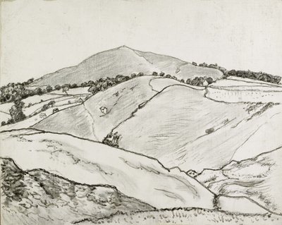 Cefn Bryn, 1933 (musta liitu ja öljypesu kankaalle laitettuna alukseen) tekijältä Lucien Pissarro