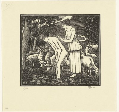 Daphniksen pesee Cloë Daphnis et Chloé (sarjan nimi) tekijältä Lucien Pissarro