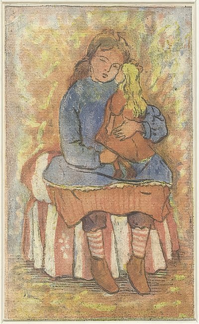 Tyttö nuken kanssa tekijältä Lucien Pissarro