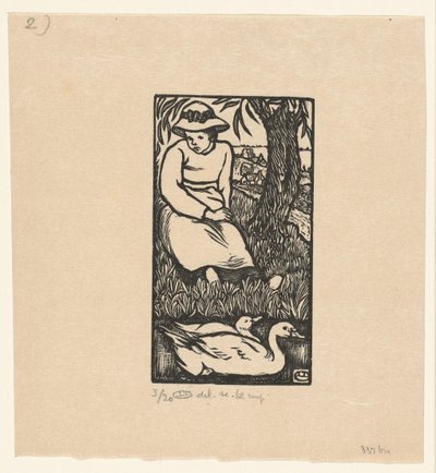 Tyttö ja kaksi ankkaa La Fille tai Canards tekijältä Lucien Pissarro