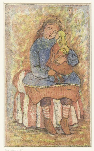 Tyttö nuken kanssa tekijältä Lucien Pissarro