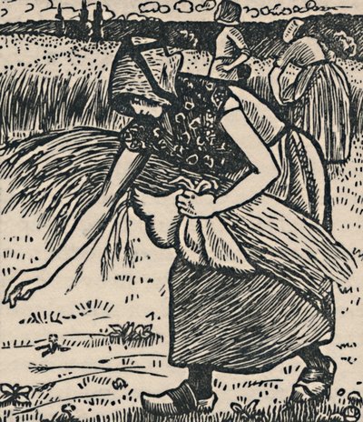 Ruth Gleaning, 1919 tekijältä Lucien Pissarro