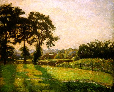 Auringonlasku, Finchingfield, kesäkuu tekijältä Lucien Pissarro