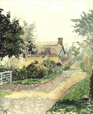 Mökki sumussa, kalalampi tekijältä Lucien Pissarro