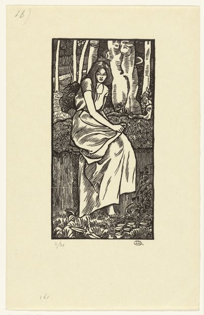 Nainen metsässä Metsän tyttö tekijältä Lucien Pissarro