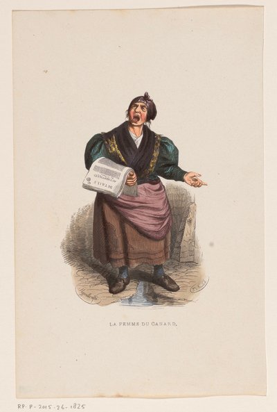 Kranten Verkoopster The Duck Woman (otsikko esineessä) tekijältä Lucien Xavier Stypulkowski