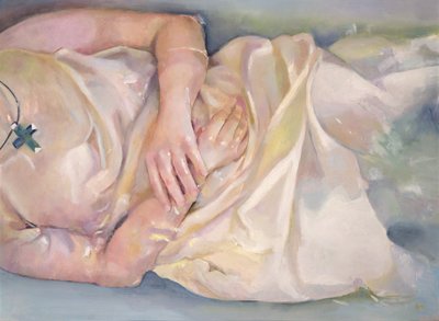 Kädet ristissä, 2004 (öljy kartongille) tekijältä Lucinda Arundell