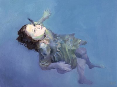 Tyttö kellumassa, 2004 (öljy kankaalle) tekijältä Lucinda Arundell