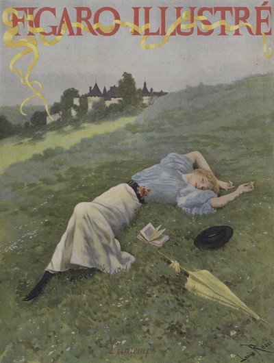 Kevät (kevät). Le Figaro Illustren kansi, toukokuu 1896 tekijältä Lucius Rossi