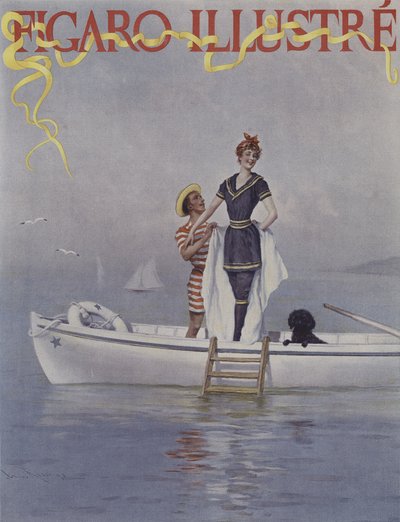 Une Pleine Eau en Mer. Le Figaro Illustre -lehden kansi, elokuu 1894. tekijältä Lucius Rossi