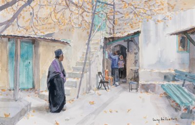 Etiopialaiset Pyhän haudan kirkossa, Jerusalem, 2019 (w/c paperilla) tekijältä Lucy Willis