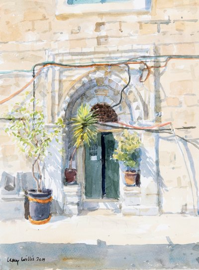 Muslimikorttelissa, Jerusalemissa, 2019 (w/c paperilla) tekijältä Lucy Willis