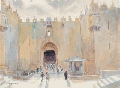 Damaskuksen portti, Jerusalem, 2019 (w/c paperilla) tekijältä Lucy Willis