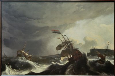 Schiffe in Not bei schwerem Sturm tekijältä Ludolf Backhuysen