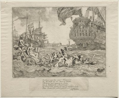 Amsterdamin henkilöitymä ratsastaa Neptunuksen vaunuissa, 1701. tekijältä Ludolf Backhuysen