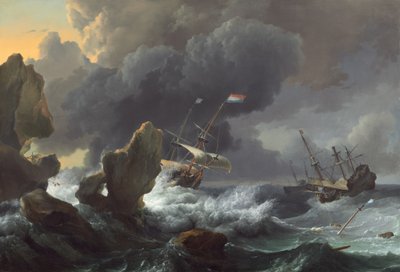 Laivat hädässä kalliorannikolla, 1667. tekijältä Ludolf Backhuysen I