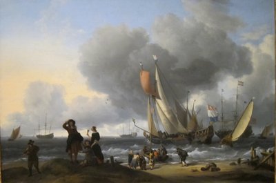 Hollantilaiset nousevat veneeseen tekijältä Ludolf Bakhuizen