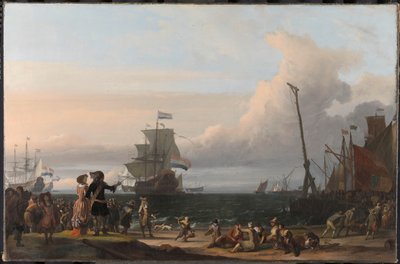 Hollantilaiset laivat Texelin teillä; keskellä "Gouden Leeuw", Cornelis Trompin lippulaiva tekijältä Ludolf Bakhuysen