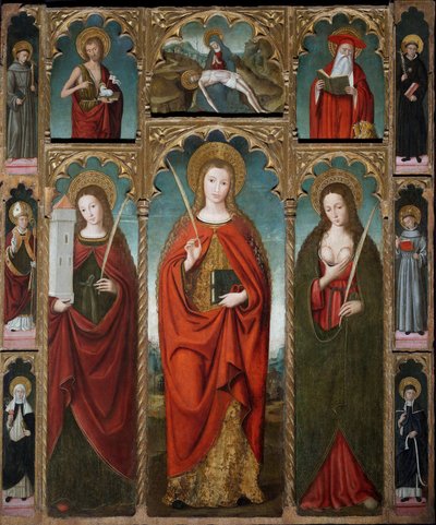 Pyhän Devotan polyptyykki, noin 1517 (tempera paneelille). tekijältä Ludovico Brea